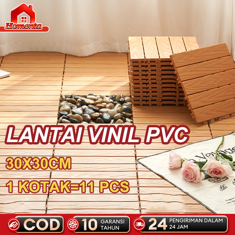 Lantai Plastik Lantai PVC  Lantai DIY Luar Ruangan Plastik 30x30cm Balkon Rumput Taman Luar Dekorasi