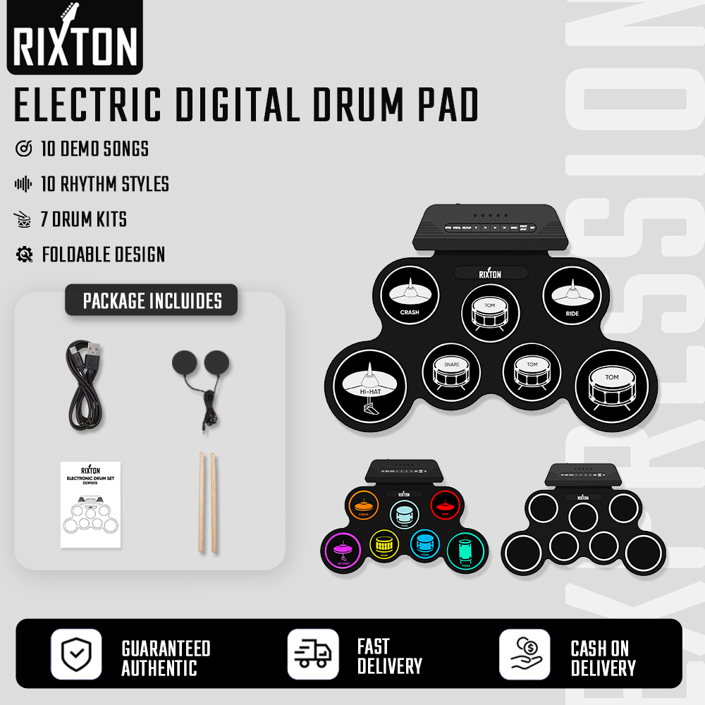 Drum Elektronik Portabel Digital USB 7 Bantalan Roll up Drum Set Silicone Electric Drum Pad Kit Pad 