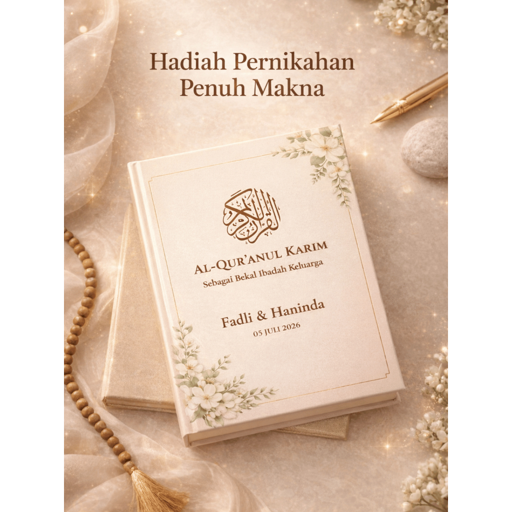 Quran Custom Nama Wedding Premium – Mahar Nikah Eksklusif | Alquran Personalised untuk Pasangan, Kad