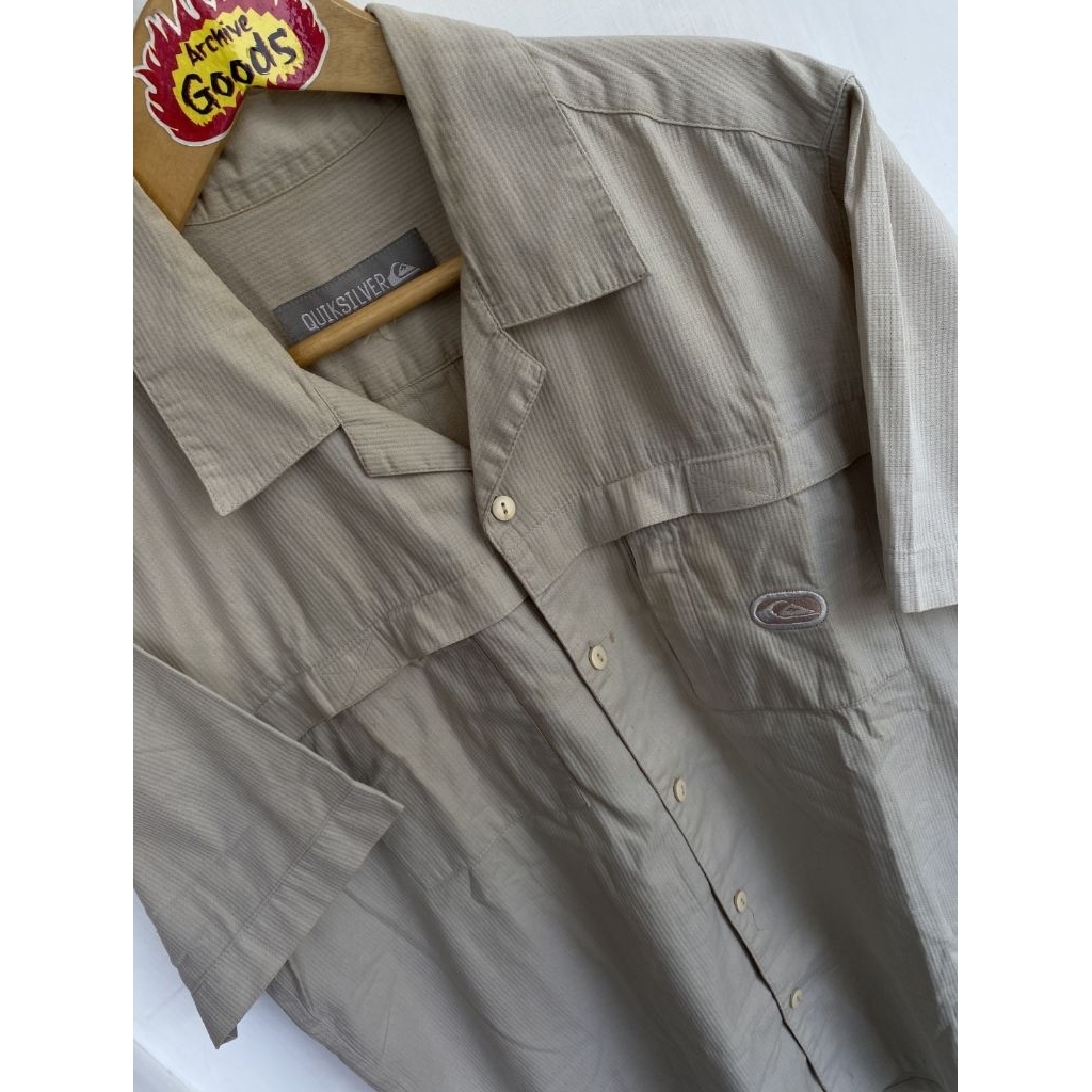 kemeja vintage quiksilver work shirts double pocket open collar