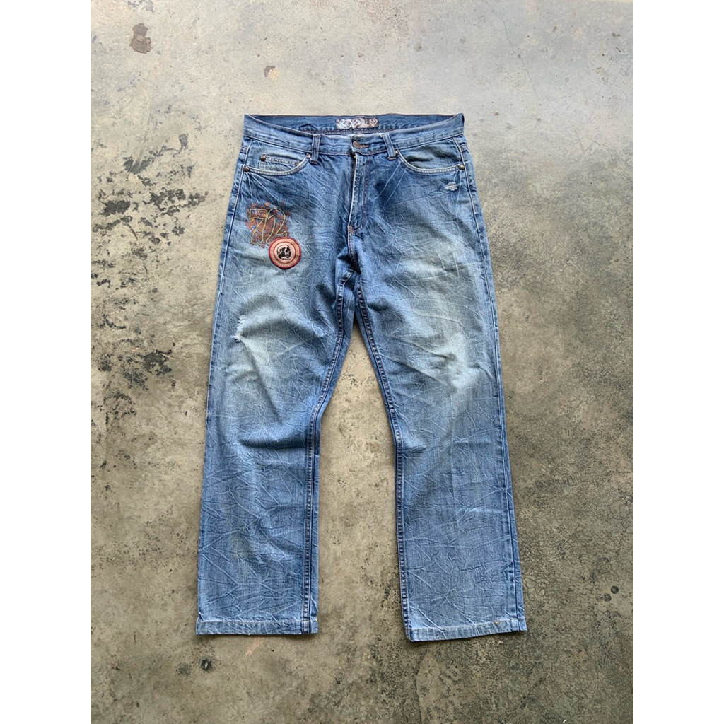 Ocean Pasific Distressed Blue Faded Denim Pants