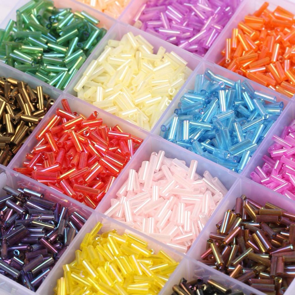 BeadsBaby88 Manik Mote Pipa Bambu 2x6mm Rainbow manik pasir payet Bambu Panjang cocok untuk hiasan k