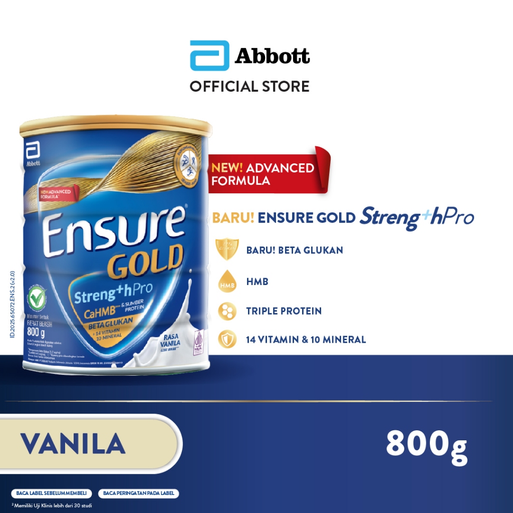 Ensure Gold StrengthPro Vanila 800 g - Nutrisi Dewasa Rendah Laktosa