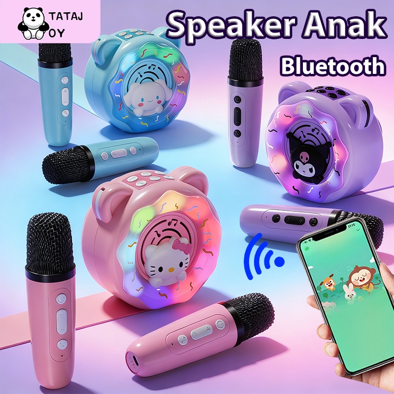 Tatajoy Mainan Mikrofon Anak Speaker Bluetooth Karaoke set 2Mic All In One Set MINI Speaker Karaoke 