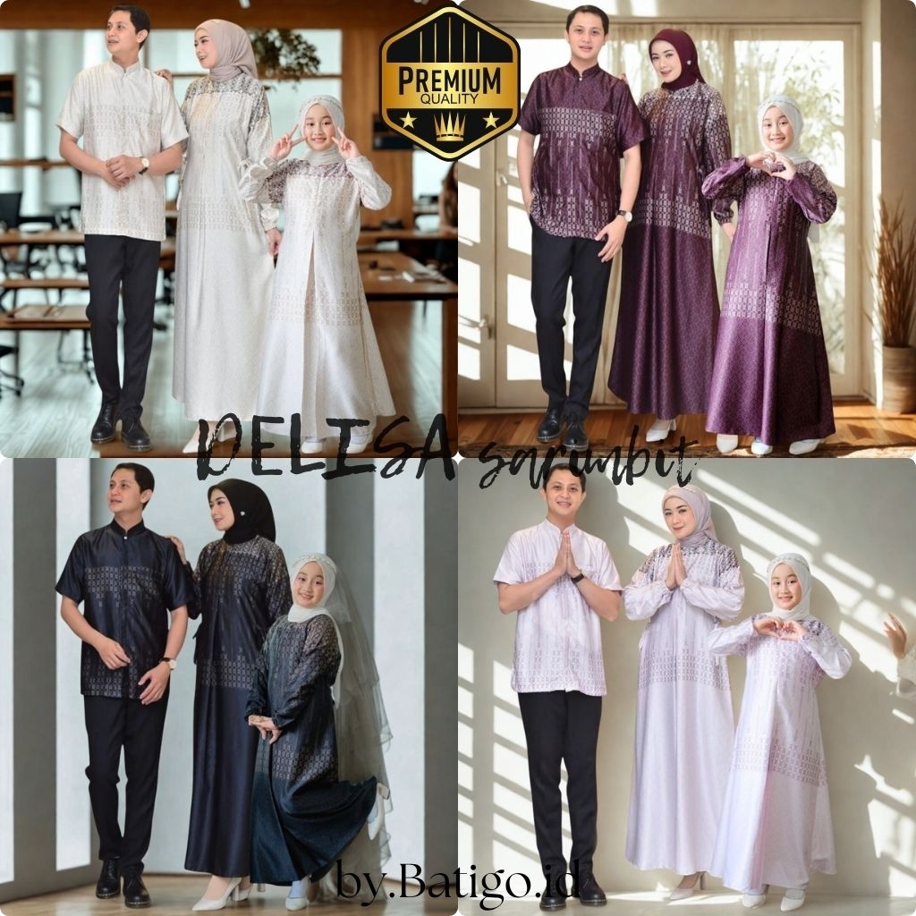 Sarimbit Couple Keluarga,Gamis Family Set Printing Sarimbit Motif Armani silk Premium Baju Muslim Le