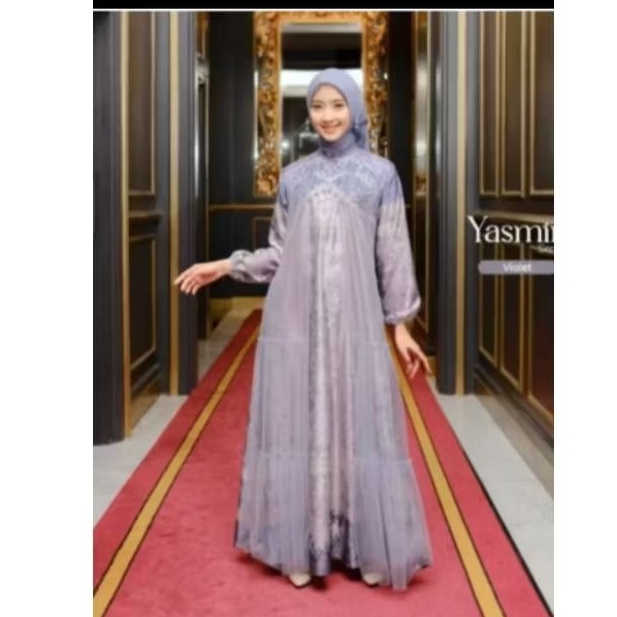 Gamis beshe Yasmin Tile premium maxmara silk premium gamis dewasa mewah size L