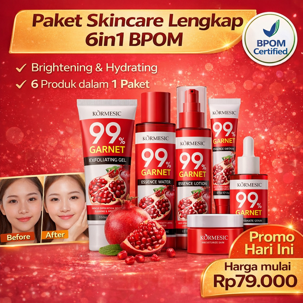 Paket Skincare 6in1 Brightening Set Serum Toner Cream Pemutih Wajah BPOM Original