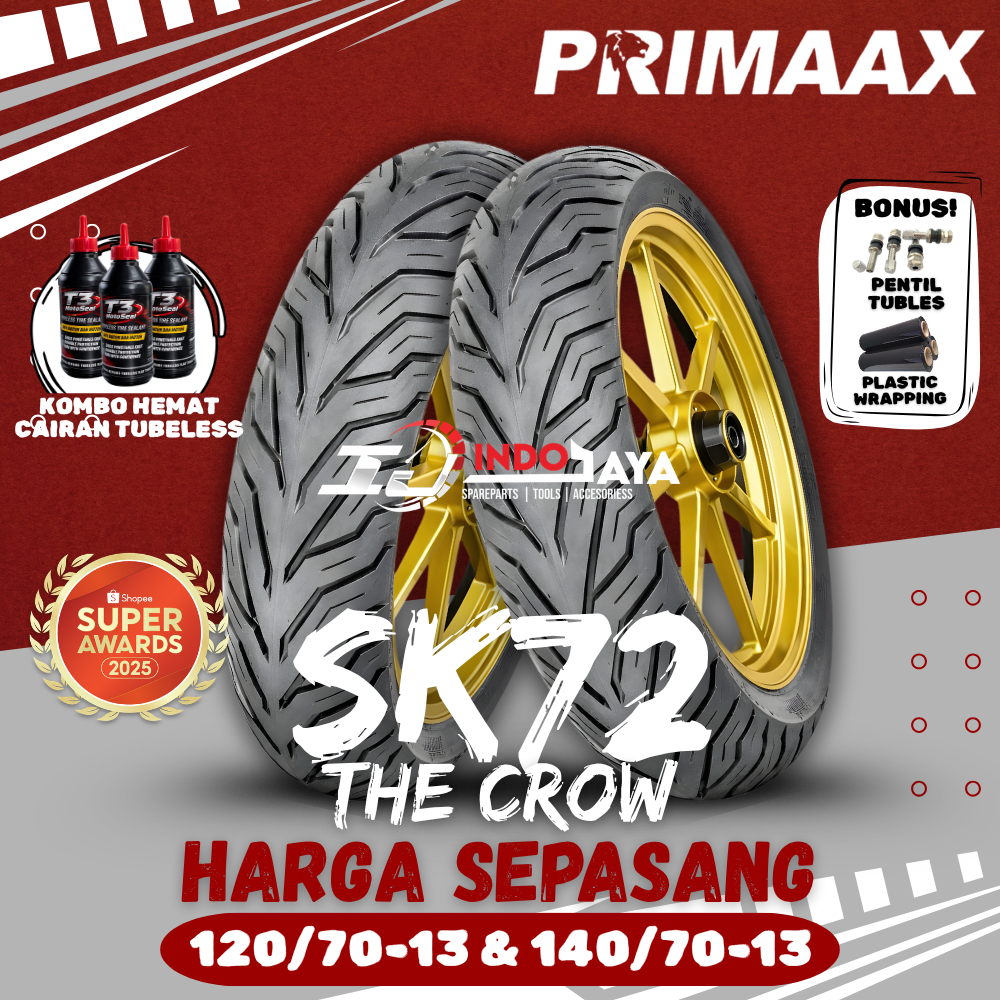 [HARGA SEPASANG] BAN PRIMAAX SK72 RING 13 ( 120/70-13 & 140/70-13 ) THE CROW BAN PRIMAXX SK-72 SK 72