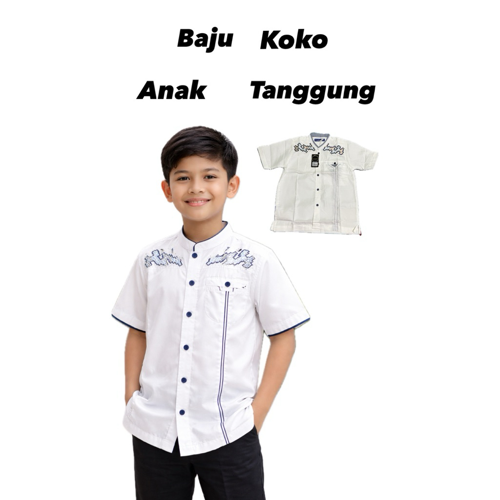 Baju Koko Putih Anak Remaja Lengan Pendek By. Syahdika