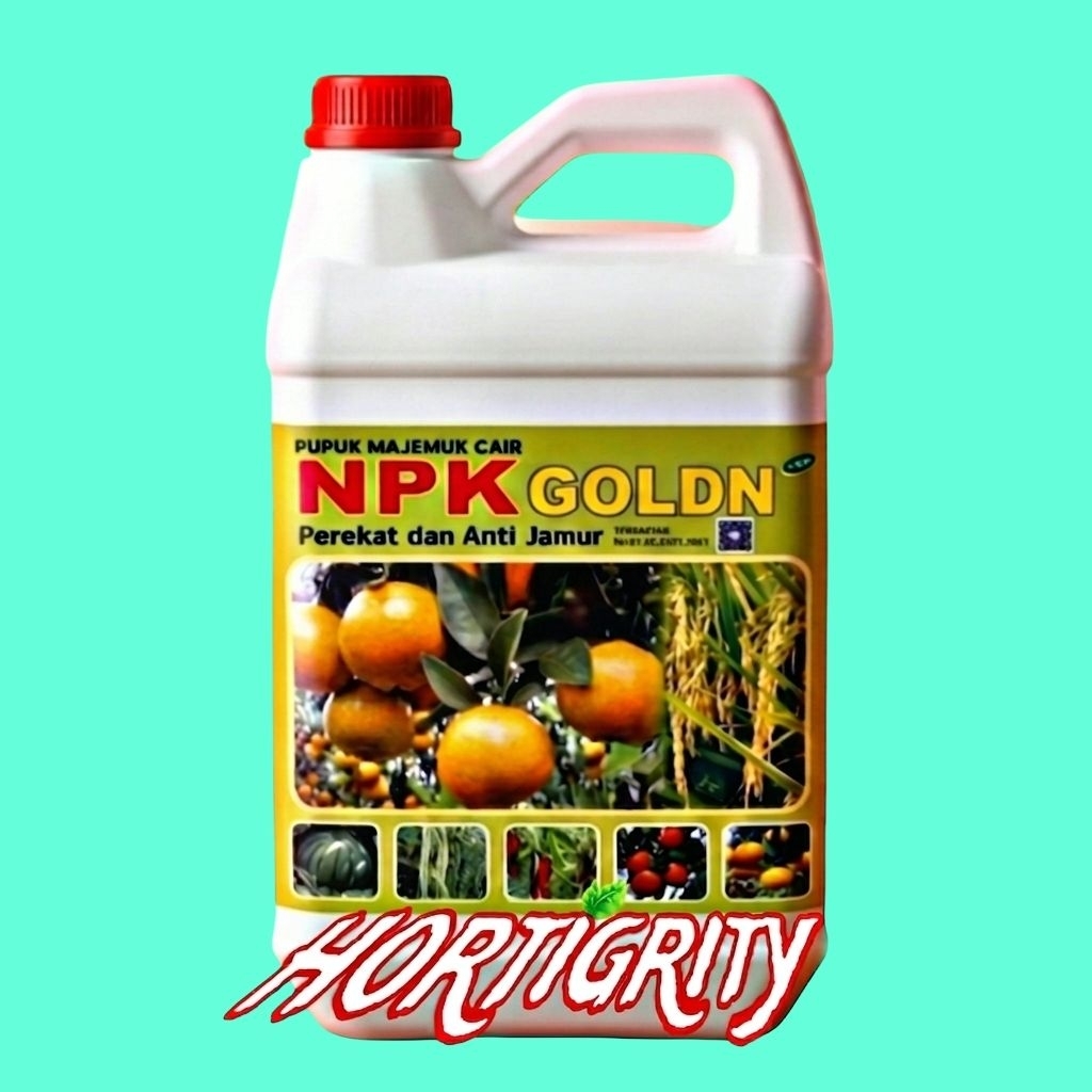 hortigrity - pupuk npk gold 5 liter pupuk mangga durian jeruk buah daun majemuk plus anti jamur plus
