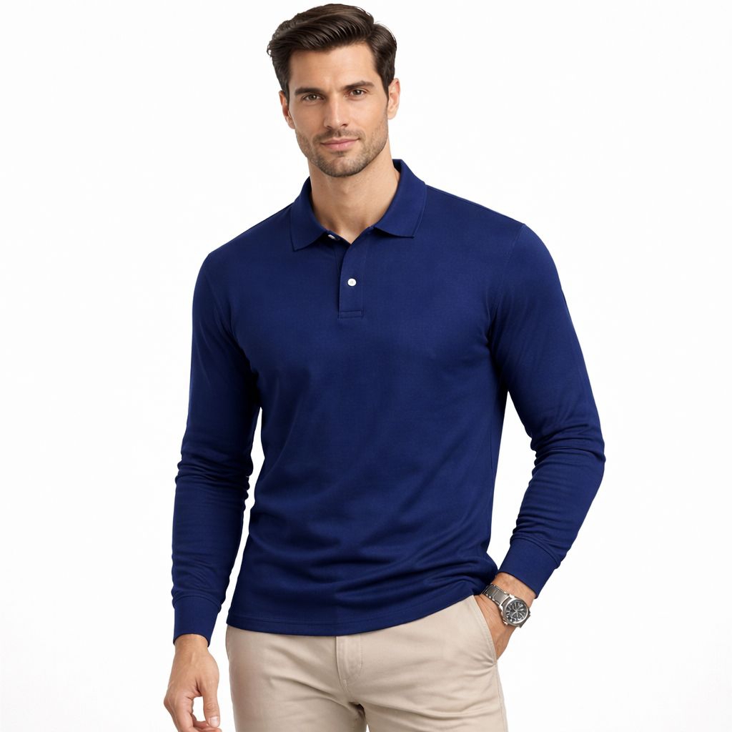 Kaos kerah polo shirt krah polos OCEAN BEACH unisex lengan panjang