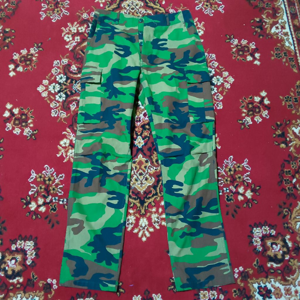 Celana Cargo Trousers Vintage Loreng Woodland Korea RoKa Army