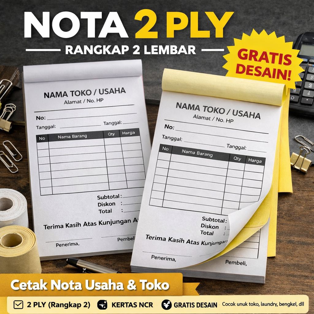 Nota 2 ply atau rangkap 2 | [ NOTAMURAH ] Buku Nota sembako | Nota Toko bangunan | Nota Toko elektro