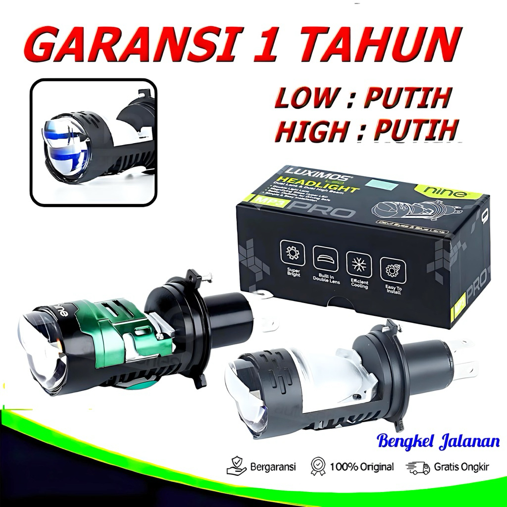 Lampu Utama H4 Laser 50 Watt Mini Biled Universal Motor Mobil