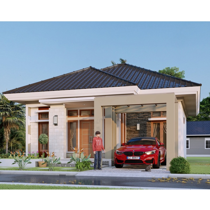 DESAIN RUMAH MINIMALIS 8.5x14 METER 1 LANTAI