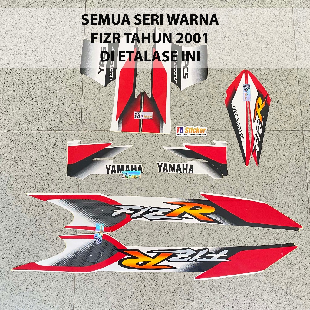 Striping Yamaha Fizr 2001 Merah Hitam Putih Silver Orange Sticker Lis List F1ZR Yamaha Fizr 2001 Kua