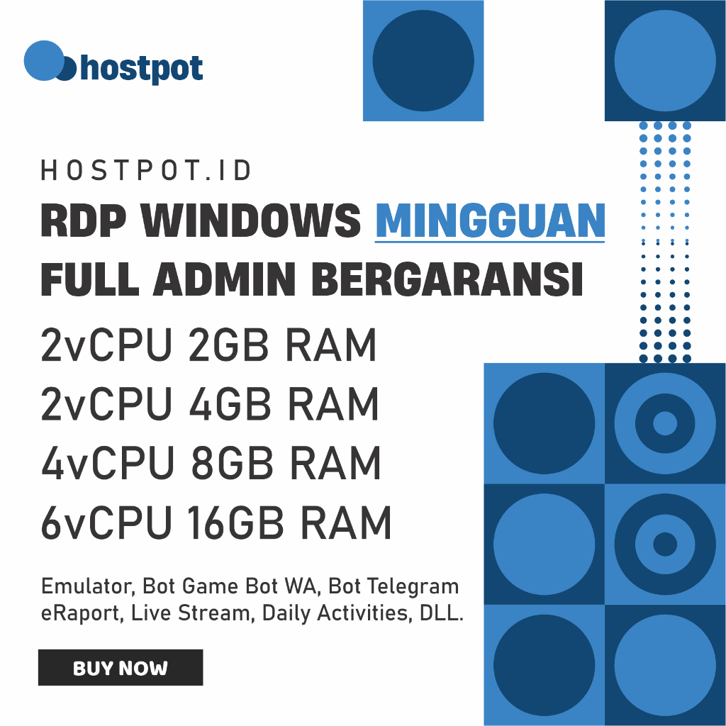 [ RDP MINGGUAN ] 16GB 8GB 4GB 2GB RAM Windows Full Administrator