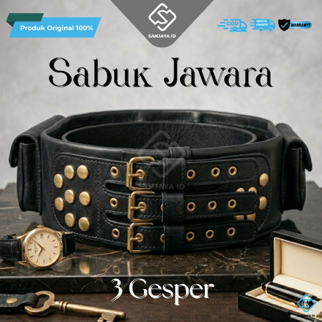 Sabuk Jawara Original Kulit Sapi – Sabuk Klasik 3 Gesper | Sabuk Betawi Kulit Asli 3 Gesper – Sabuk 