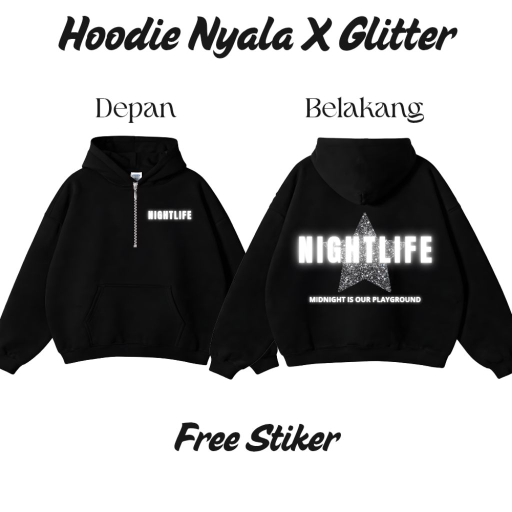 Hoodie Zipper Boxy Nyala Glitter - Luxurious Class