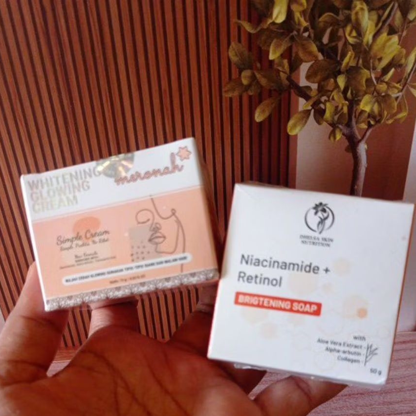 MERONAH GLOWING CREAM FREE SABUN NIACINAMIDE+RETINOL BPOM