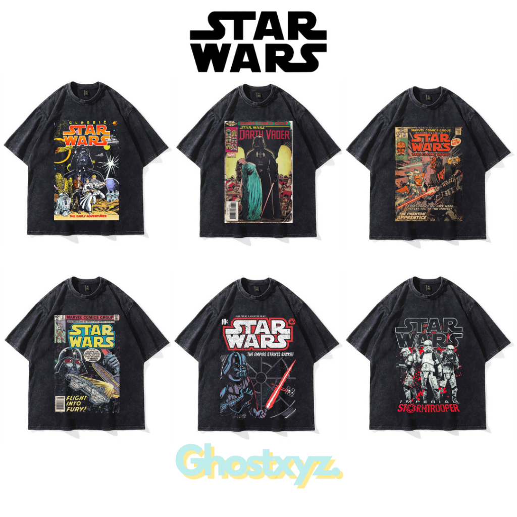 Ghostxyz T-Shirt Star Wars Wash Oversize Vintage Tee Baju Kaos