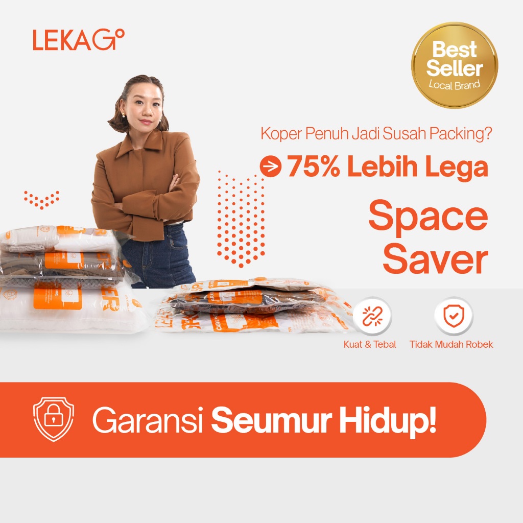 LEKA Go Space Saver (Lifetime Guarantee) - Vacuum Storage Plastic Compression Bag Compression Bag Ta