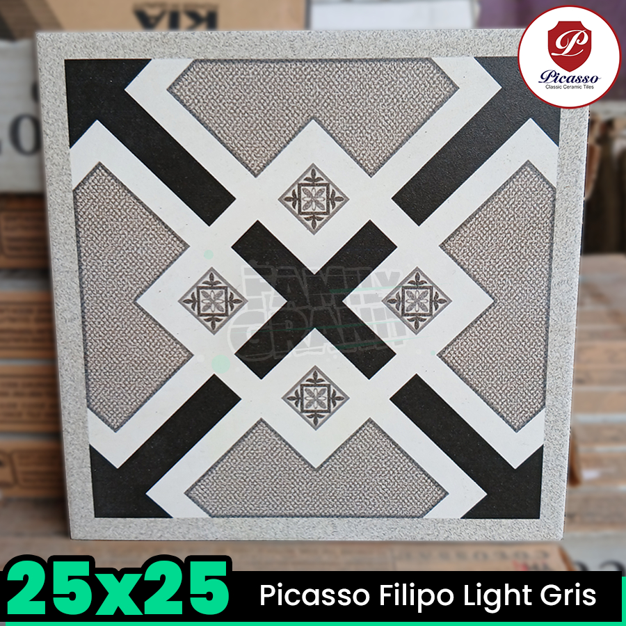 Keramik Kasar 25x25 Picasso Filipo Light Gris Lantai Kamar Mandi / Toilet / WC Matte