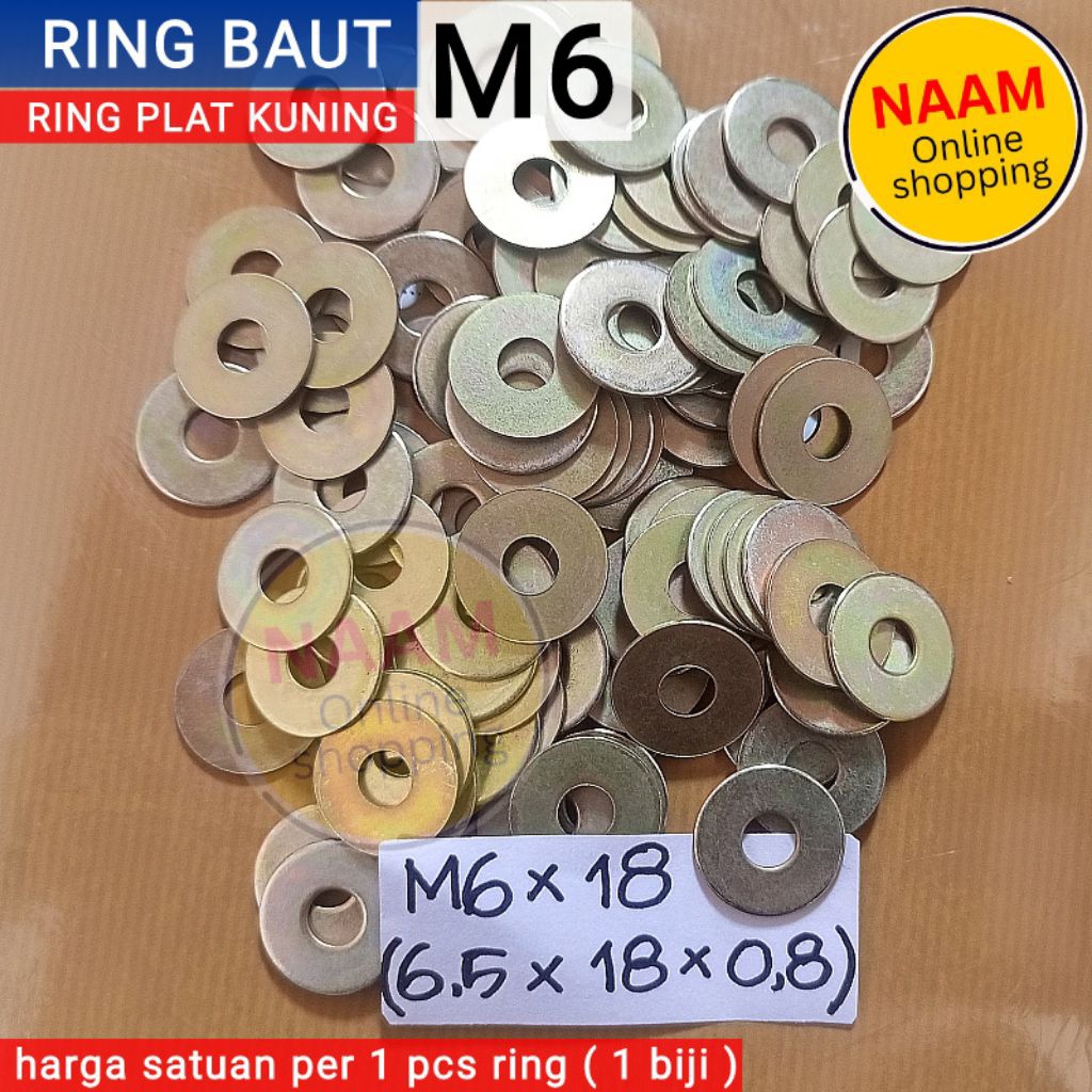 (RING M6) RING BAUT M6 - RING PLAT BAUT KUNCI 10 - RING MUR BAUT 6MM KUNCI PAS 10 - RING WASHER