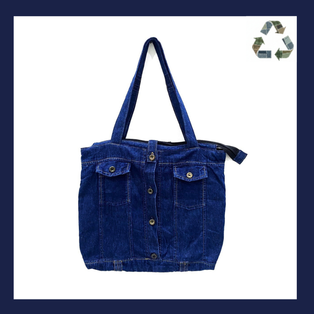 Recycle  || Tote Bag Jeans, Tote Bag Lucu, Tas Bahu Serbaguna