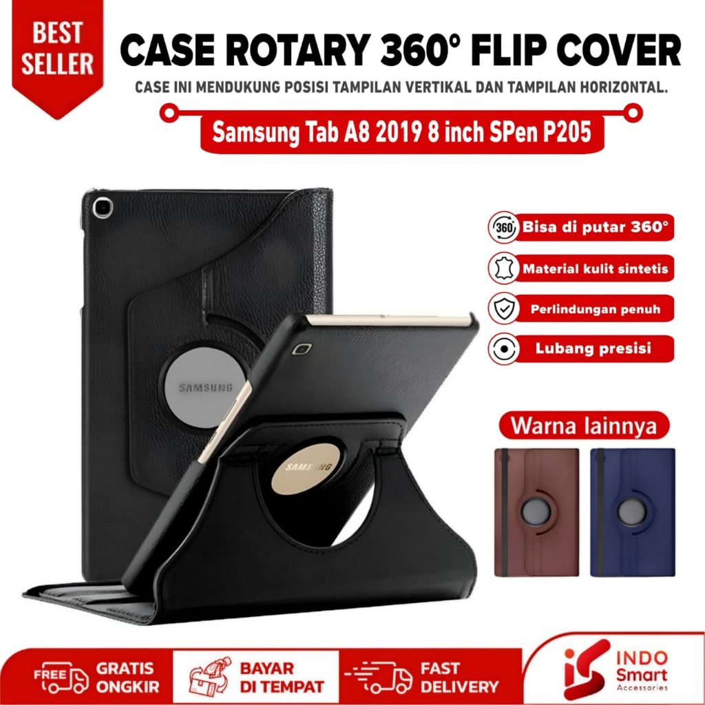 Samsung Tab A 8.0 2019 Case with S Pen SM-P200 P205 Casing Tablet Rotary Kulit Flip Cover Standing