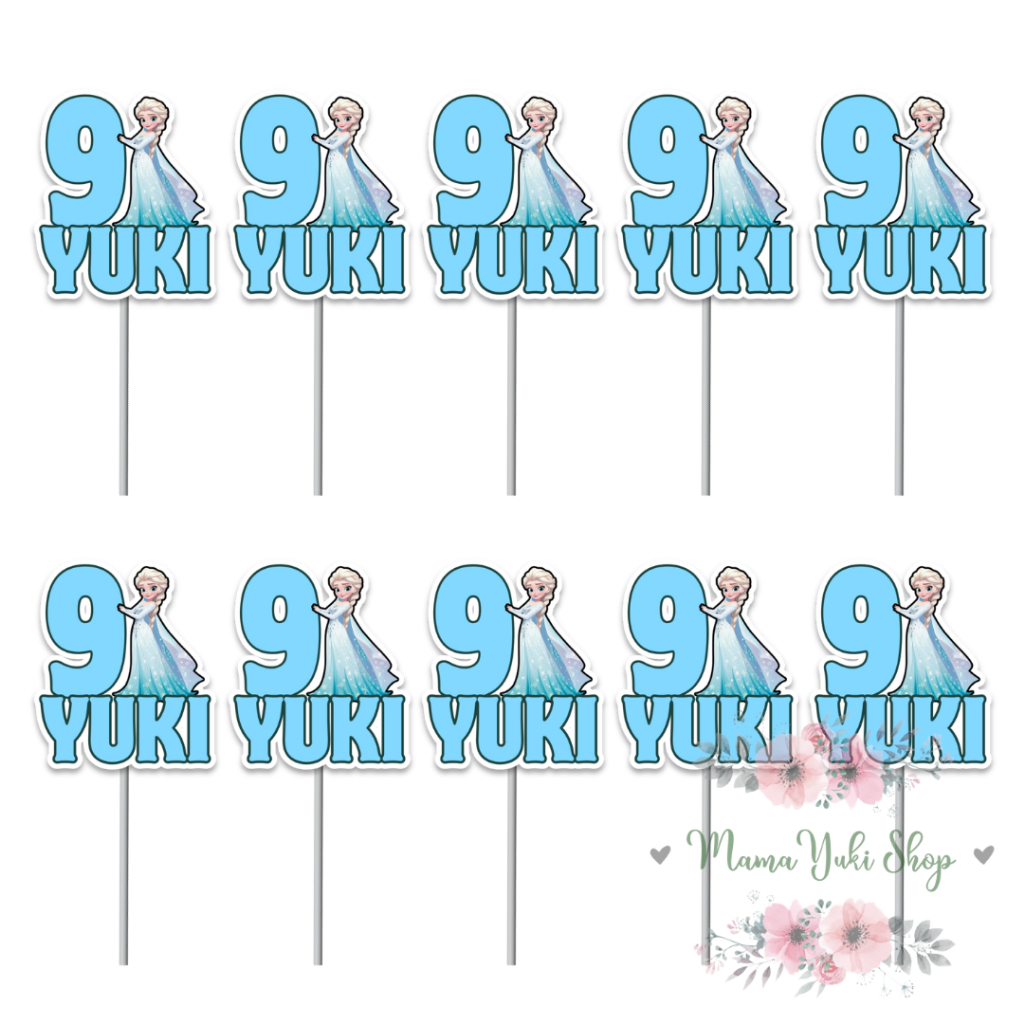 Topper Cake Cupcake Costum NAMA dan UMUR ELSA FROZEN CUPCAKE