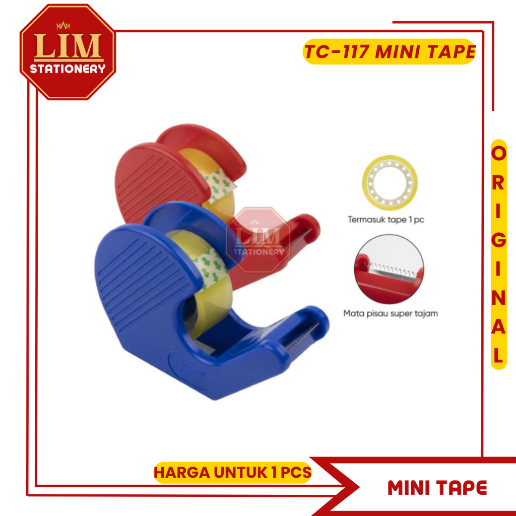 Joyko TC-117 Mini Tape Dispenser + 1 Roll Selotip