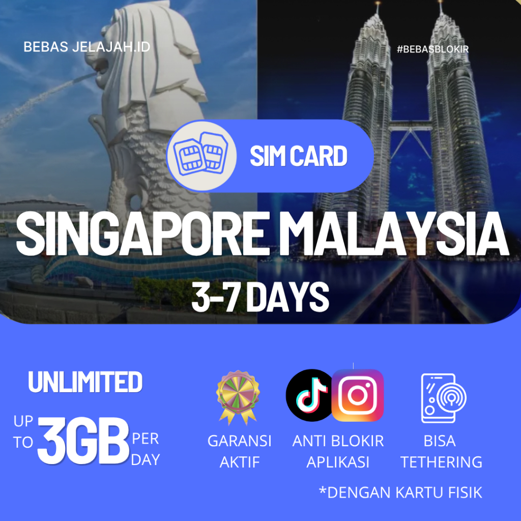 SIM Card Singapore Malaysia Internet Daily Quota 3-7 Days - Kartu SIM Singapura Malaysia Kuota Inter
