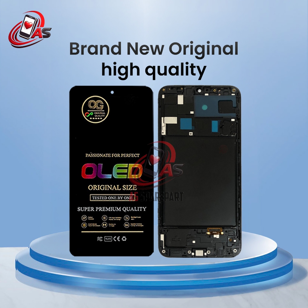 LCD TOUCHSCREEN + FRAME SAMSUNG A205 / A20 BLACK ORI SIZE OG OLED