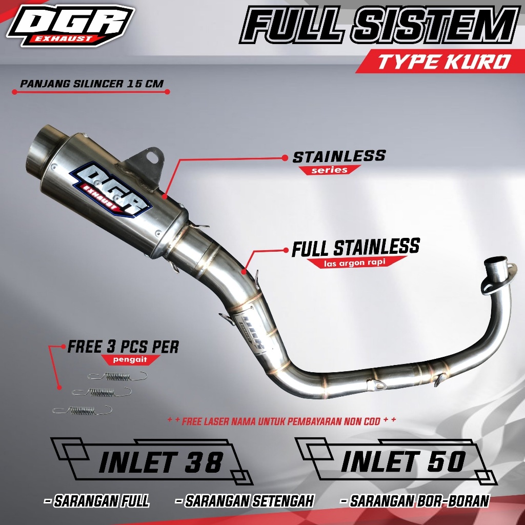 KNALPOT FULLSET TYPE KURO | BEAT MIO DGR EXHAUST