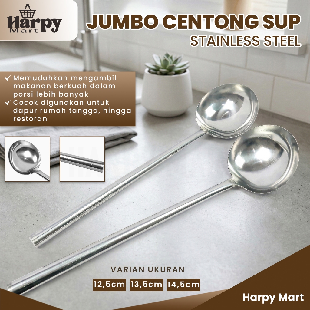 Centong Sup Stainless Jumbo Gagang Panjang Serbaguna Centong Masak Besar | Sendok Kuah Jumbo Stainle