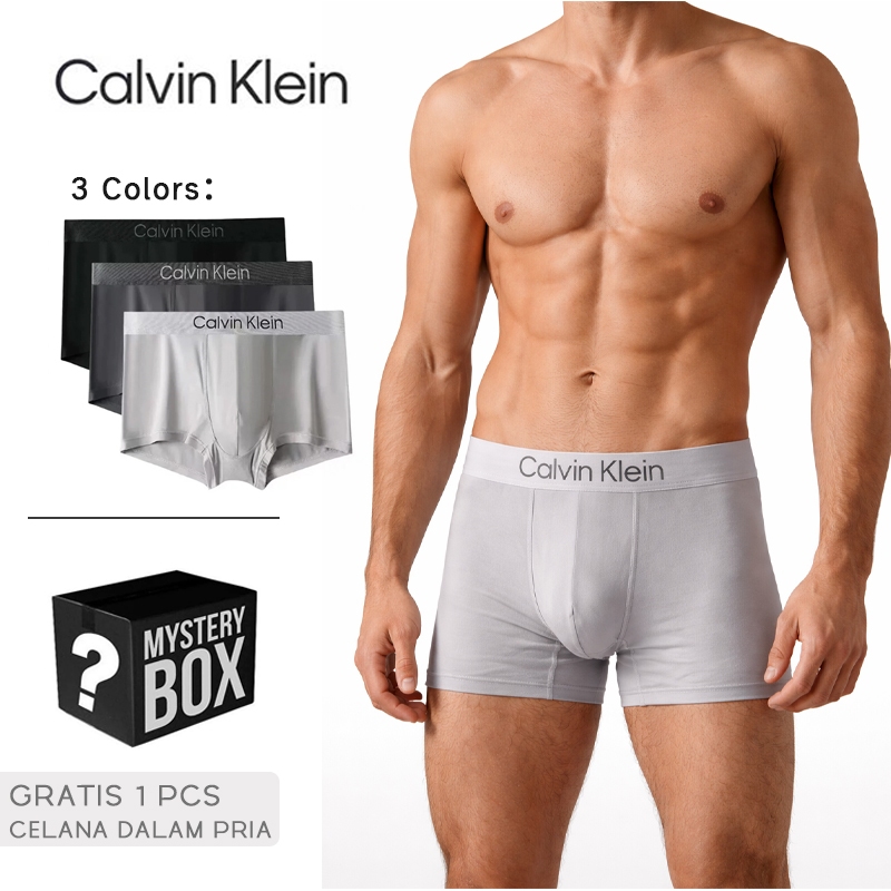 3PCS Celana dalam pria Calvin Klein Celana Boxer Cool Modal pinggang sedang