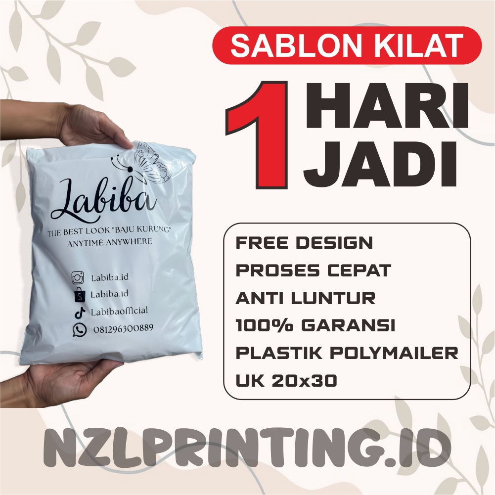 Polymailer 20x30cm  Custom Sablon (Harga Per Pcs) Minimal Order 100 pcs