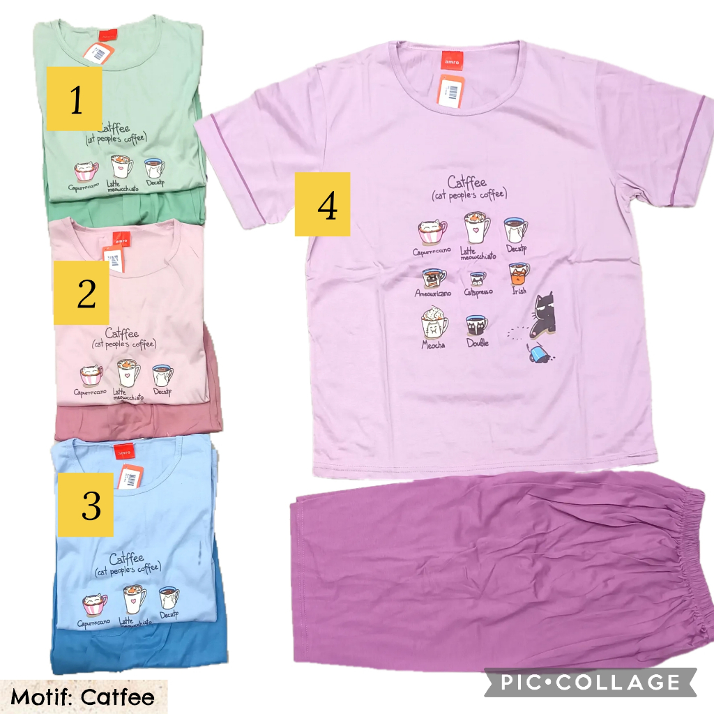 oneset piyama one set setelan rumah baju sehari hari bahan kaos cotton comfort amro babydoll baby do