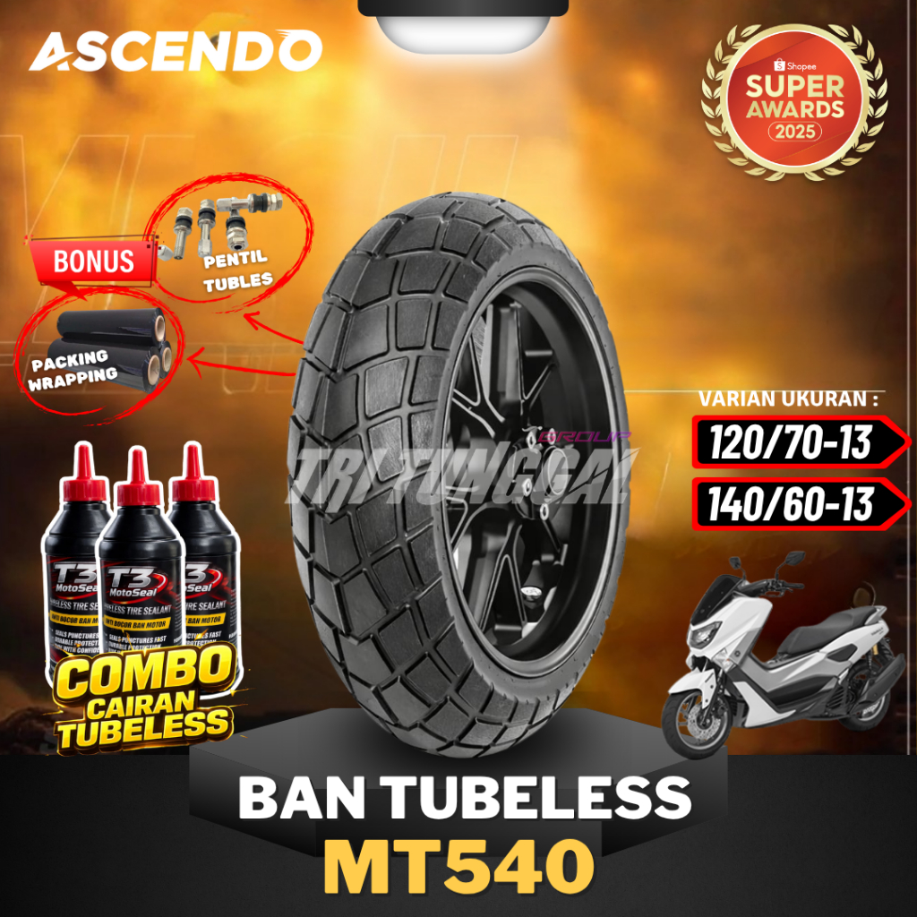 [READY COD] BAN ASCENDO MT540 TUBELESS ( 120/70-13 / 140/60-13 ) RING 13 BAN MOTOR MATIC NMAX / BAN 