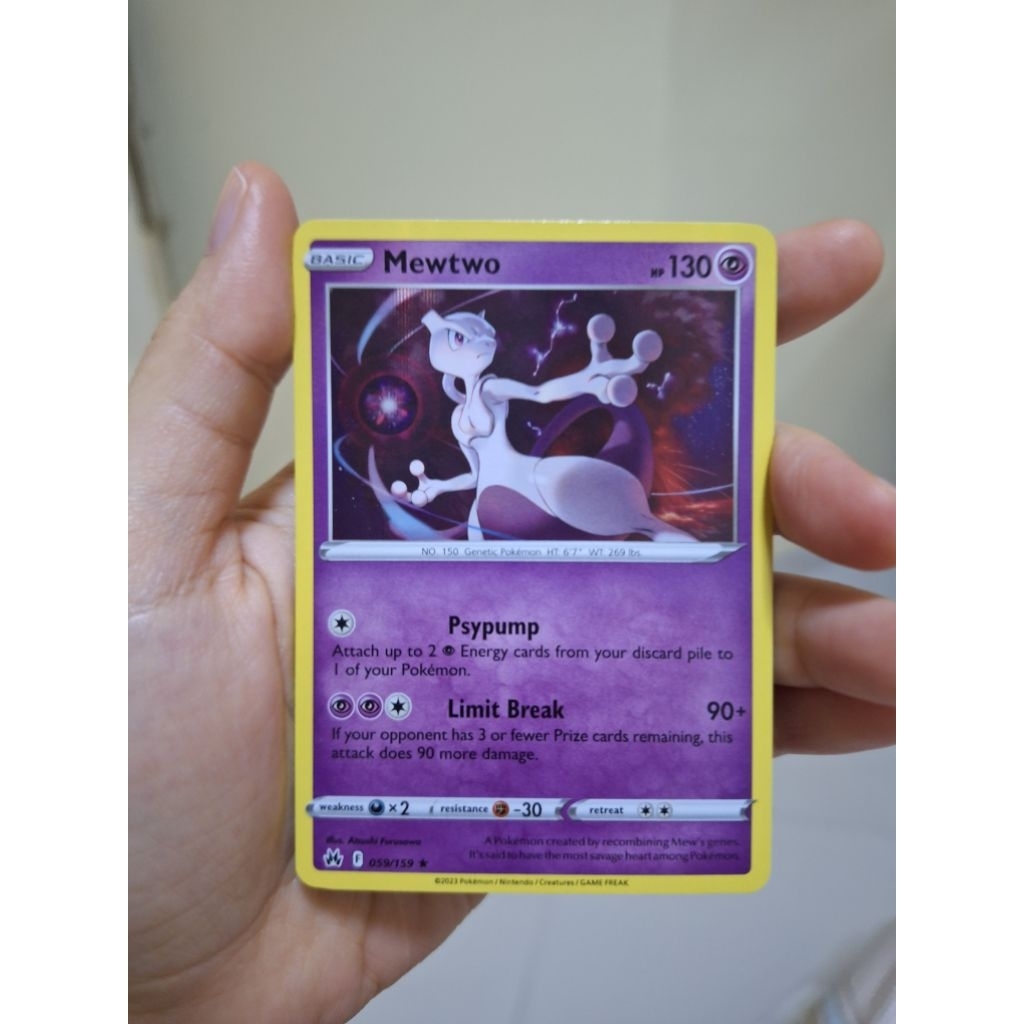 Kartu Pokemon English Mewtwo 059/159 Holo Rare - Pokemon Crown Zenith Original
