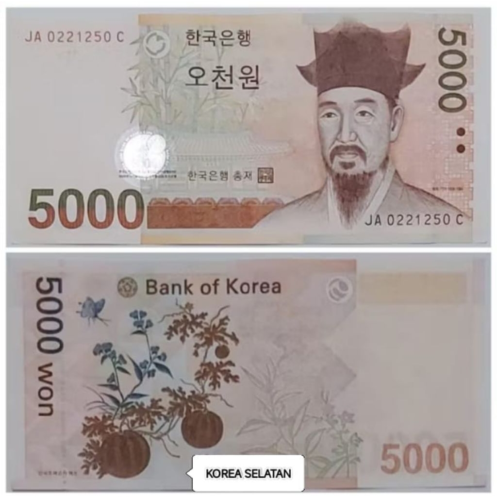 Replika Tiruan Uang Kertas Won Korsel Korea Selatan Koin Yen Jepang Mahar Souvenir Koleksi Logam Coi