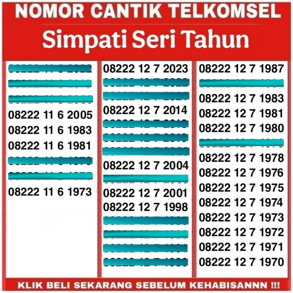 Telkomsel No Cantik Simpati Seri Tahun Lahir Kenangan