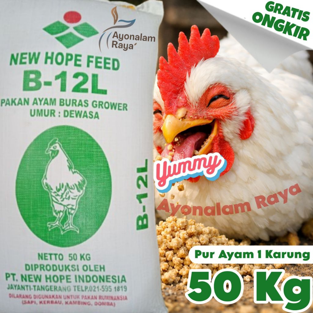 Pakan Pur Ayam 1 Karung 50 Kg Untuk Petelur & Pedaging Cepat Besar