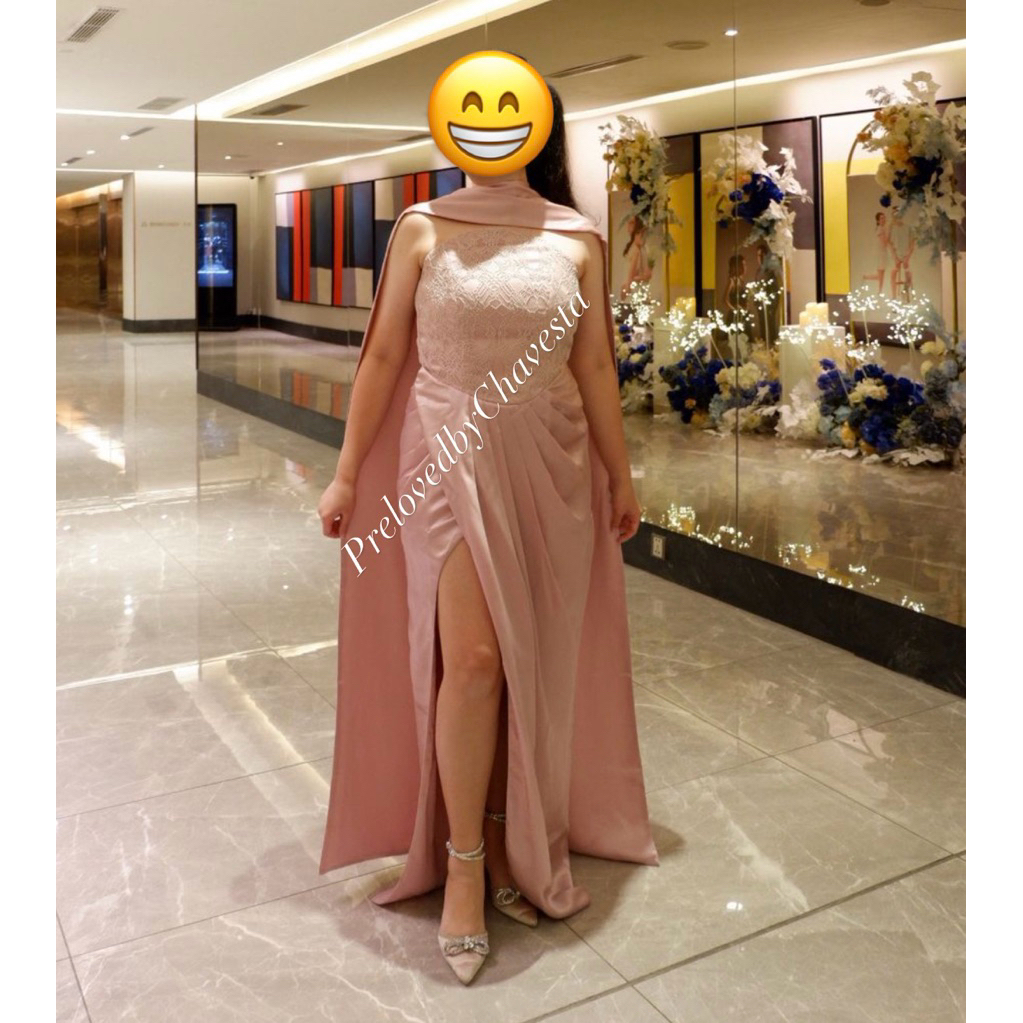 PRELOVED COMA LABEL - Paisley Dress in Icy Pink // scarf dress / dress veil / gaun mewah / party dre