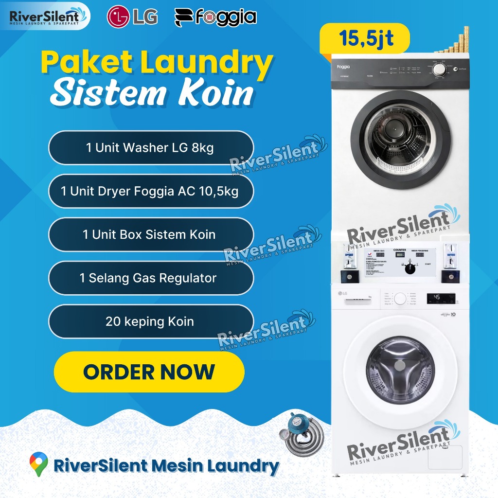 paket mesin laundry self service coin LG Foggia | usaha laundry