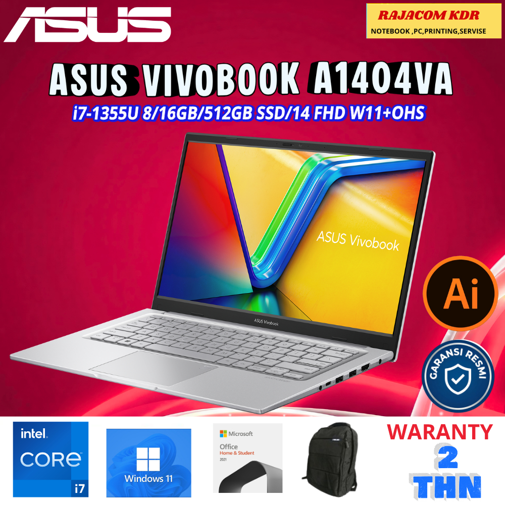Laptop Asus Vivobook 14 A1404VA Intel Core i7 1355 16GB 512GB W11+OHS 14.0 FHD VIPS