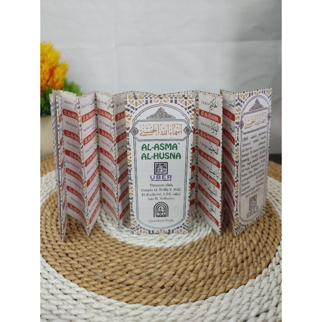 Souvenir Islami Flash Card Buku Saku Lipat Harmonika Portable ASMAUL HUSNA 3 Bahasa Full Colour