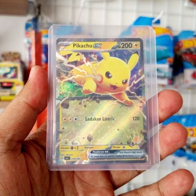 KARTU TCG POKEMON INDONESIA PIKACHU EX 018/066 PROMO CARD INDOMILK GRATIS TOPLOADER