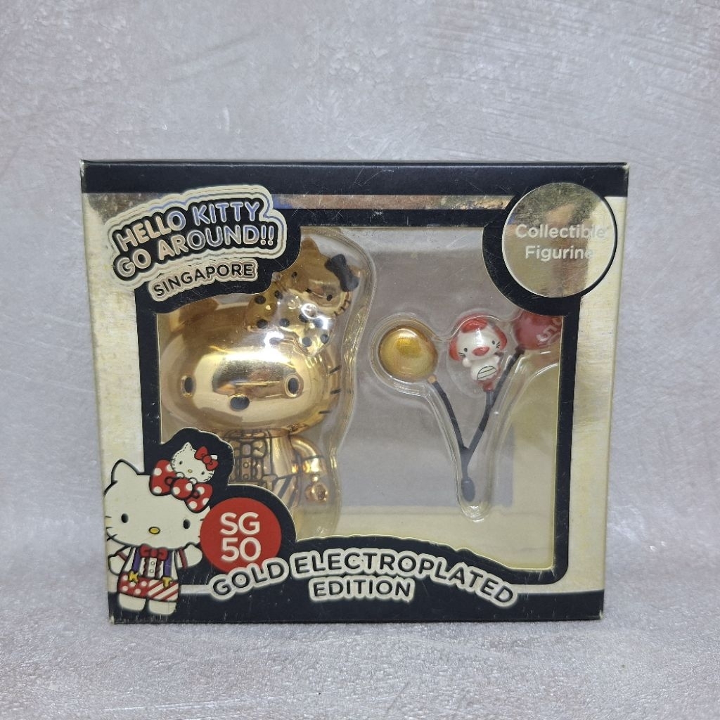 Hello Kitty Go Around Singapore SG50 Collectible Figurine GOLD ELECTROPLATED EDITION